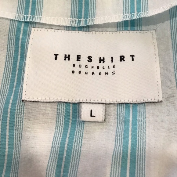 The Shirt Rochelle Behrens Turquoise Stripe Ruffle Sundress Size Large - Picture 6 of 7